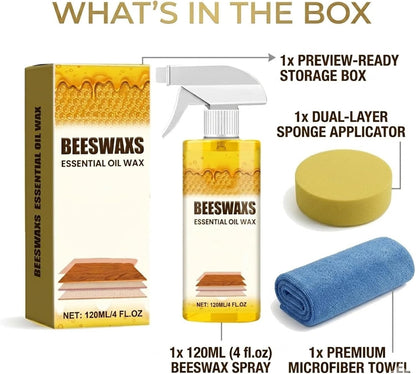 Natural Beeswax Repairing and Care Spray, 120ml Beeswax Wood Polish Spray, Restores Shine & Removes Scratches, For Wood Floors, Furniture and Wooden Cabinet (1 Set)