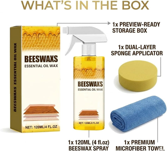 Natural Beeswax Repairing and Care Spray, 120ml Beeswax Wood Polish Spray, Restores Shine & Removes Scratches, For Wood Floors, Furniture and Wooden Cabinet (1 Set)