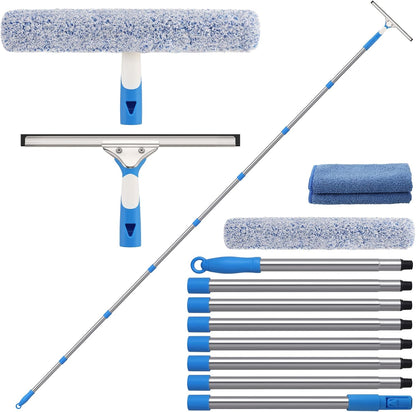Mitclear 77'' Professional Squeegee Window Cleaner Tool with Extension Pole, Car Windshield Cleaning Kit with Long Handle, Window Washing Equipment for Indoor Outdoor Windows & Car Glass