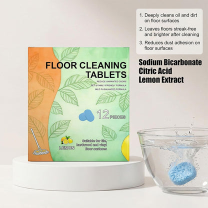 24PCS Floor Cleaner Tablets Hard Floor Cleaner Tablets,Powerful Floor Cleaner Cleaning Solution for Tile, Vinyl, Hardwood,Compatible with Robot Mops & Wet/Dry Vacuums, Lemon Scented