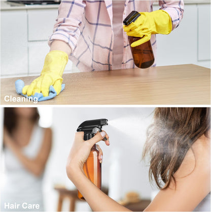 Plastic Spray Bottles, 2-Pack, 16.9 Oz, Mist & Stream, Heavy Duty Spraying, Empty Water Spray Bottle for Cleaning Solutions, Essential Oils, Hair, Plants, BBQ, Cat Dog Behavior Correction (Clear)