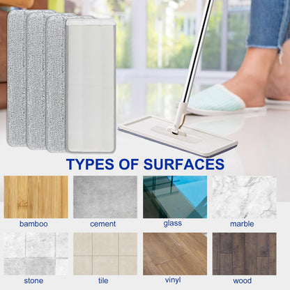 Microfiber Cleaning Pads: 10 Pack 13" X 4.9" Washable for Floor Cleaning Compatible with Tethys & Most 13 Inch Flat Mops - Replacement for Mop Bucket Set