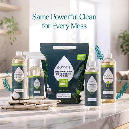 Puracy Wood Floor Cleaner Concentrate - pH Neutral Plant-Powered Hardwood All Purpose Cleaner - Residue-Free Non-Sticky Cleaning Solution As Seen on TikTok (Blue Sage & Driftwood, 16 fl oz)