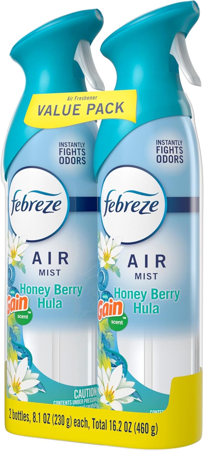 Febreze Air Mist Air Freshener Spray, Odor-Fighting Room Spray, Air Fresheners for Home and Bathroom and Kitchen, Aerosol Can, Downy April Fresh Scent, 8.8oz (Pack of 2)