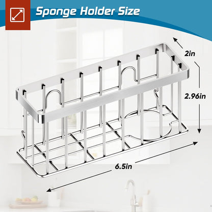 MURLONG Sponge Holder for Kitchen Sink,Sink Caddy Organizer with Suction Cups/Adhesive Strips,Dish Sponge Holder Design for Sponges,Scrubber,Stoppers-Black