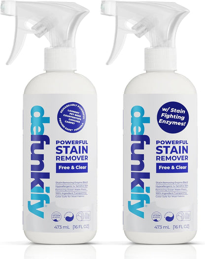 Laundry Stain Remover Spray, 32oz. Enzyme 'Free & Clear' Stain Treater Spray & Spot Remover Prewash Detergent for Clothes, Carpet & Gear. ProvenSafe™ Cleaning Supply for Pets, Kids & Sensitive Skin
