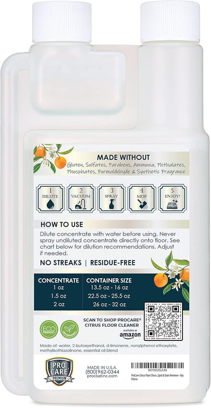 ProCare Floor Cleaner (Made in USA) | Tile, Stone, Laminate, Vinyl & Natural Wood Floor Cleaner for Mopping, Household Supplies, Cleaning Solution with Citrus Aroma - 1 Gal (128 Fl Oz)