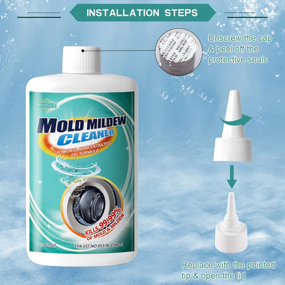 HIHWEM MoldStain Remover Gel, Washing Machine Seal Cleaner for Front Load Washer, Tiles Grout Cleaner Bathroom Cleaning Home Kitchen Sinks Caulk Cleaning, 10 Oz