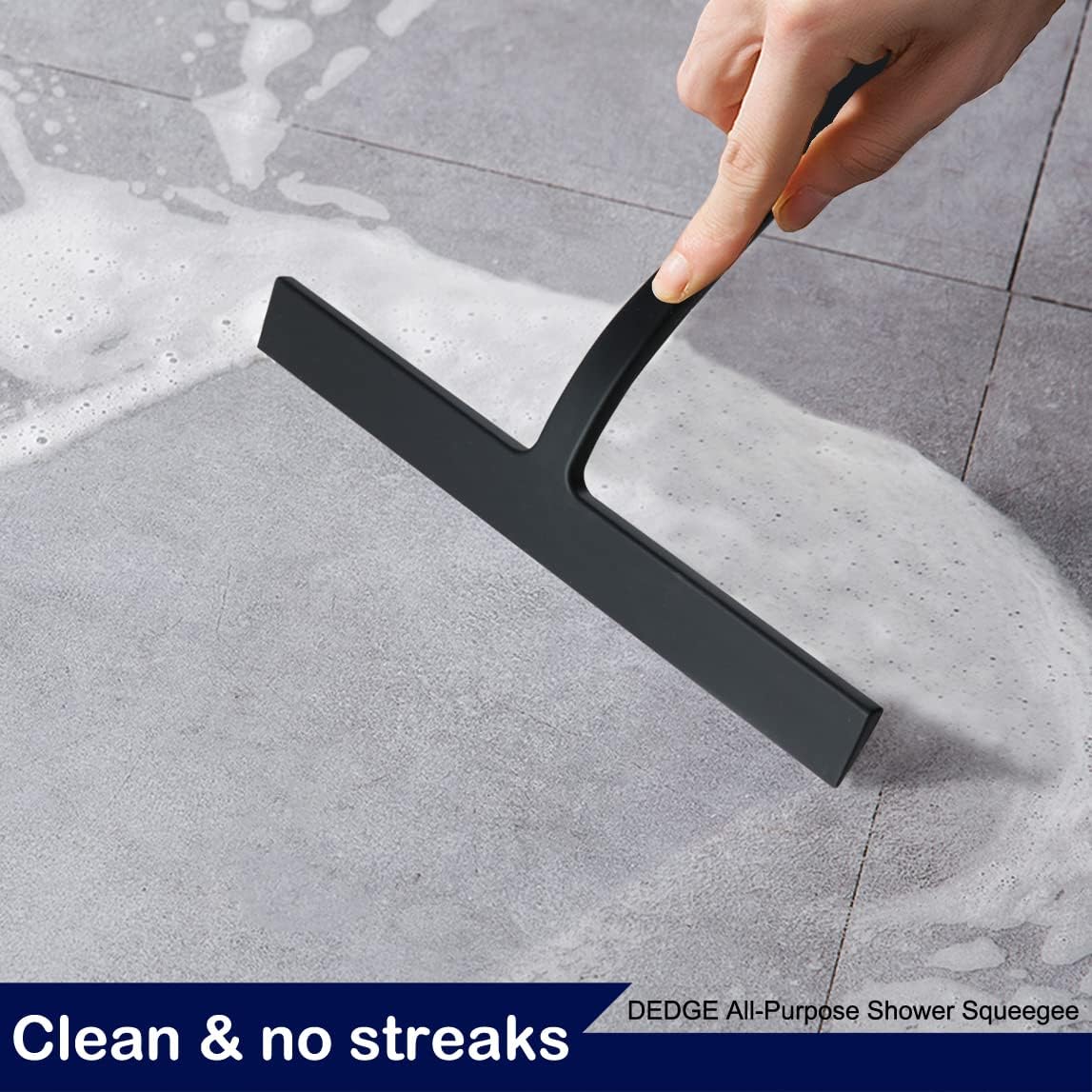 DEDGE Shower Squeegee Window Glass Wiper Scraper Cleaner with Silicone Blade for Bathroom/Kitchen/Car Glass/Mirror/Door 11-Inch (with Hook)