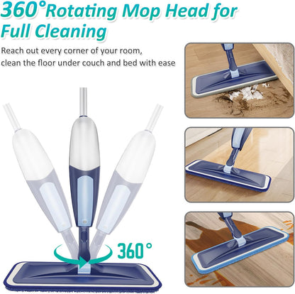 Spray Mops for Floor Cleaning, TRAV-ROUND Microfiber Wood Floor Mop with 5 Reusable Washable Pads for Dry Wet Cleaning on Hardwood Laminate Wood Ceramic Vinyl Tile