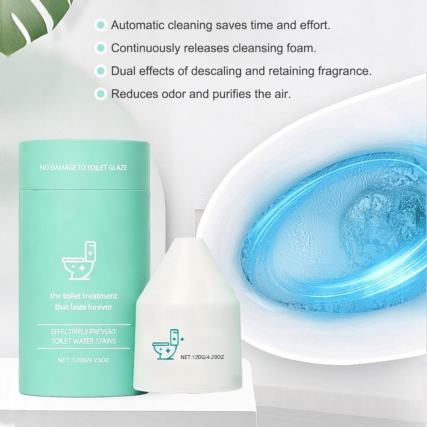 Automatic Toilet Bowl Cleaner, No-Scrub Maintenance, Long-Lasting Freshness, Reduces Hard-Water Stains & Odor, Easy Drop-In for Tank, Non-Staining Formula, Safe on Porcelain (1Pcs)