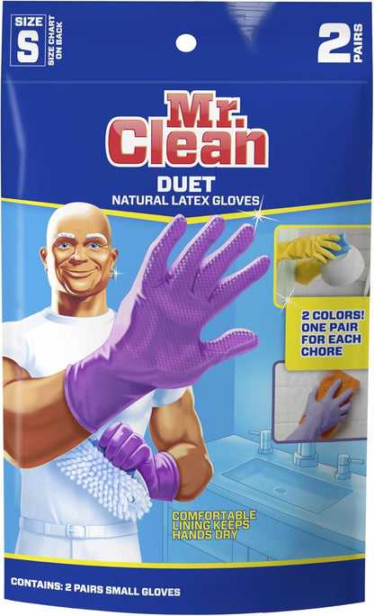 Mr. Clean Large Reusable Latex Gloves, 2 Color, 2 Pairs