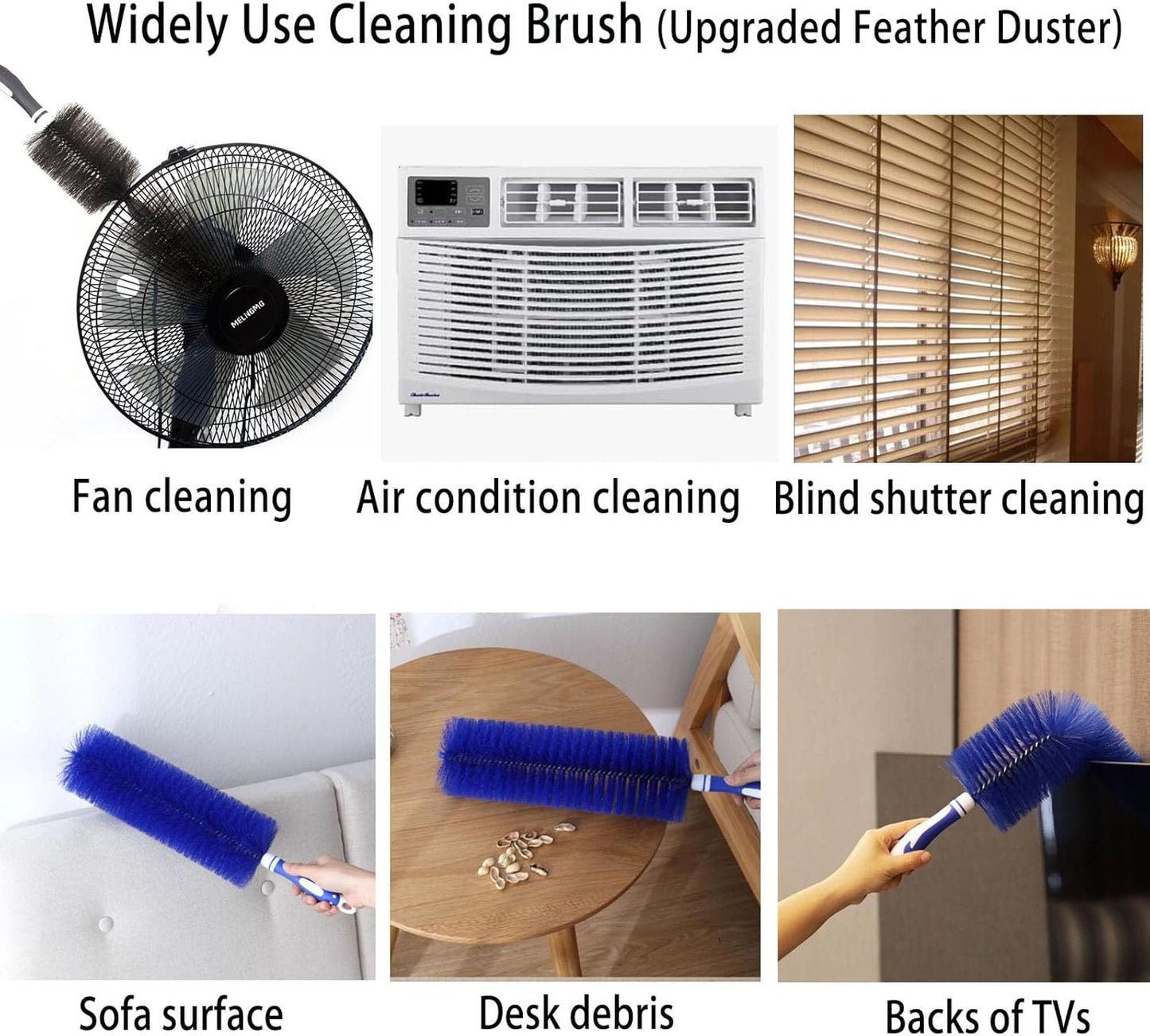 Fan Duster Cleaner Brush (Non-Disassembly Clean), Bendable Cleaning Brush for Tower/Floor/Oscillating Fans/Blind Shutter/Vent/Curtain, Multifunctional Cleaning Brush (Gray)