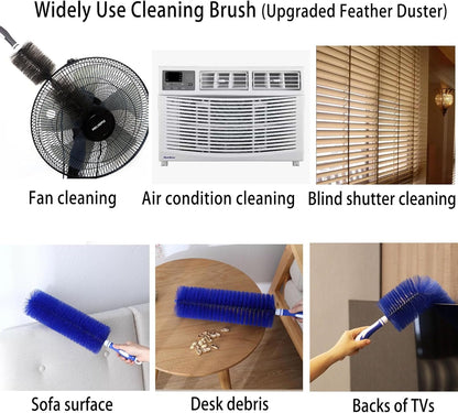 Fan Duster Cleaner Brush (Non-Disassembly Clean), Bendable Cleaning Brush for Tower/Floor/Oscillating Fans/Blind Shutter/Vent/Curtain, Multifunctional Cleaning Brush (Gray)