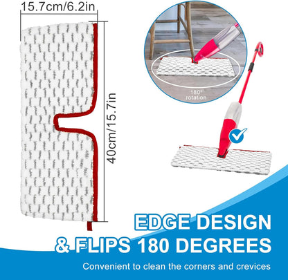 Spray Mop Pads Compatible with Promist Max - Reusable Mop Refills for Oceda Promist Max, Microfiber Double Sided Usable Dry Wet Floor Cleaning (6 Pack Red)