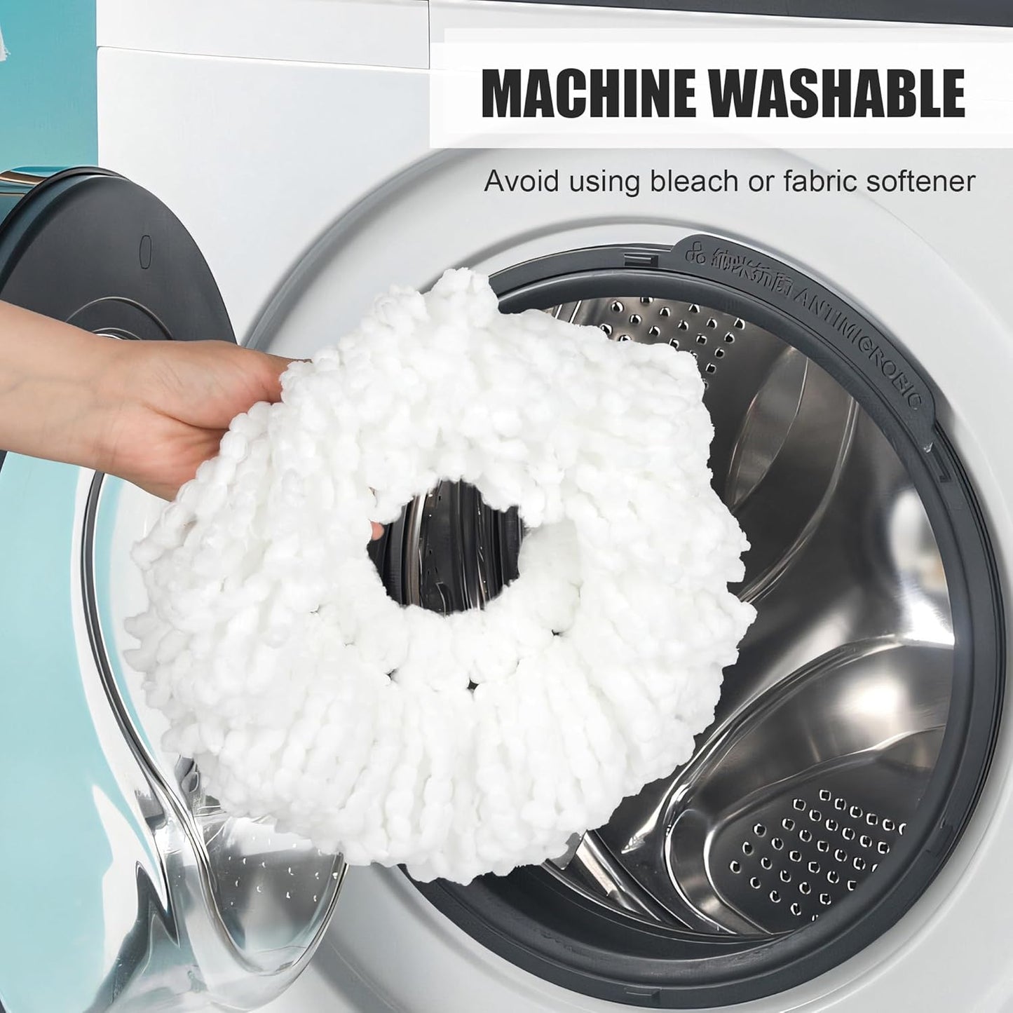 Spin Mop and Bucket System, 360° Rotating Head, Adjustable Handle, 20QT Bucket with Auto-Clean, 3 Microfiber Heads