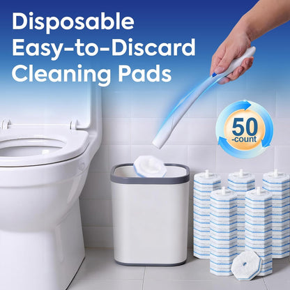 50 Pcs Disposable Toilet Cleaner Refill Pads, Universal Toilet Bowl Brush Replacement Heads, Durable Deep Cleaning Refills, Fresh Scent Bathroom Cleaning Supplies