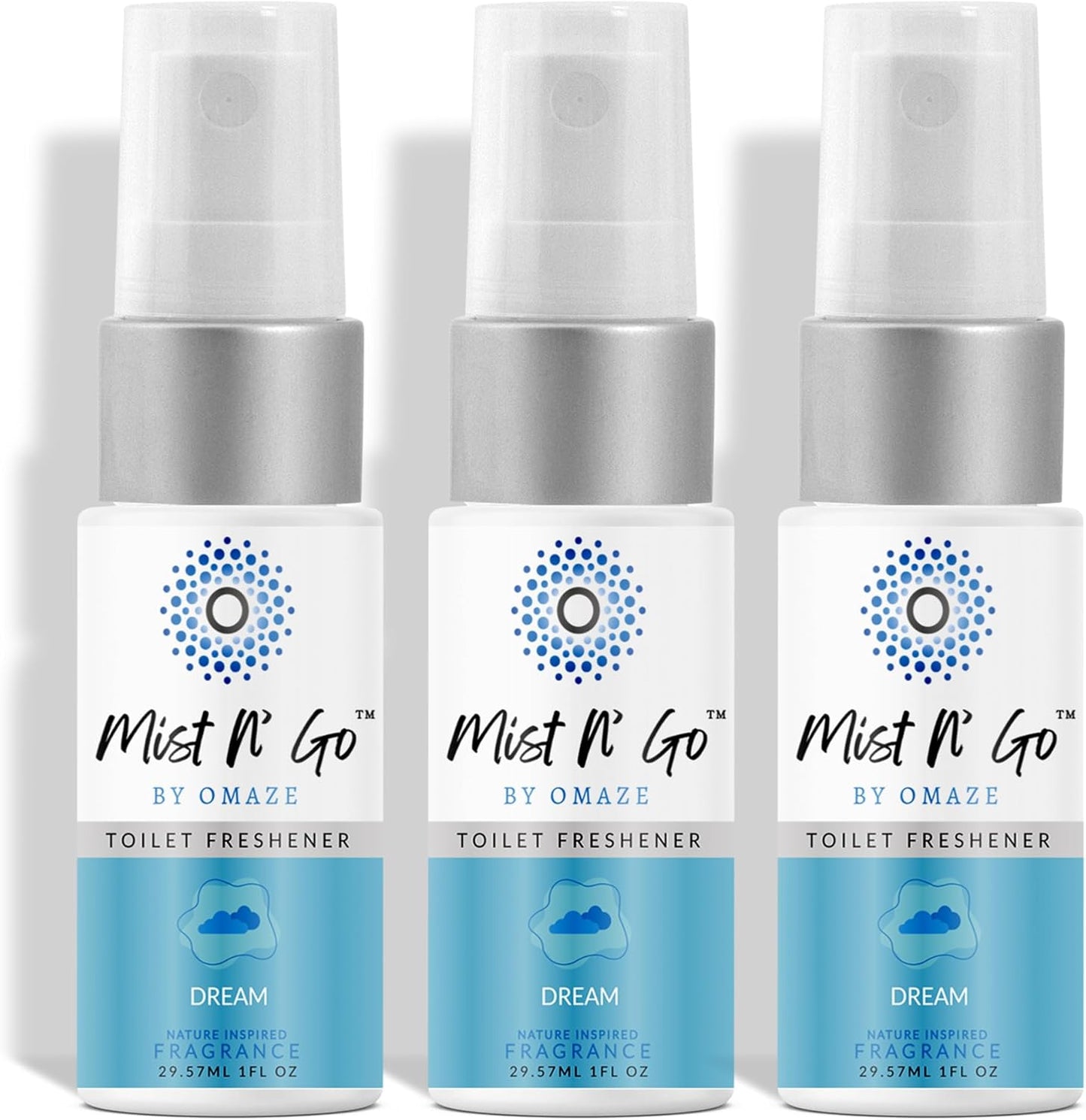 Mist N’ Go by Omaze Travel Bathroom Spray for Toilet Spray Odor Eliminator - Travel Toilet Spray for Bathroom Air Freshener Spray for Bathroom Deodorizer - Clean Mix, Travel Size (1oz x2)