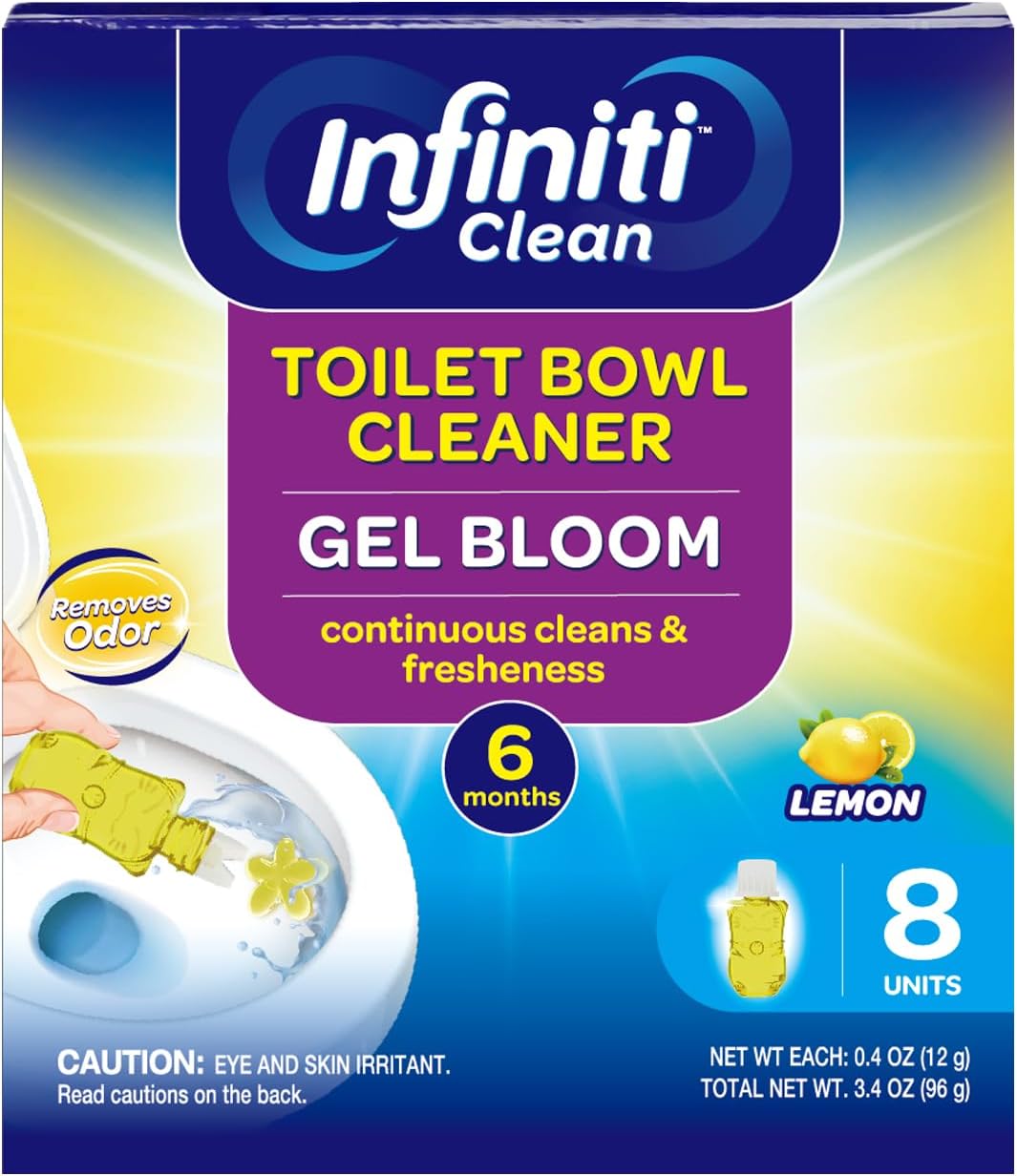 Toilet Gel Stamp - 8 Packs Toilet Bowl Cleaner Gel with Automatic Click, Freshener for Toilet Maintenance, 3.4oz, 6 Month Supply (Lemon)