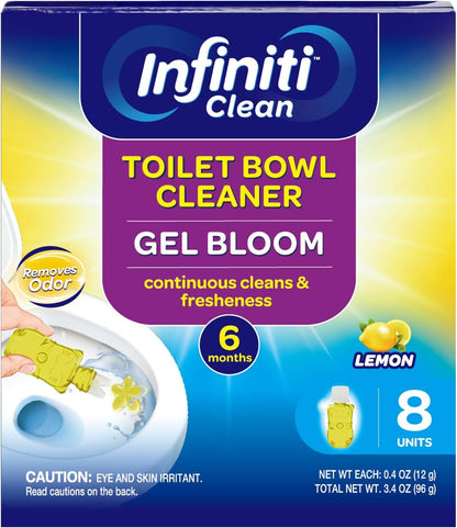 Toilet Gel Stamp - 8 Packs Toilet Bowl Cleaner Gel with Automatic Click, Freshener for Toilet Maintenance, 3.4oz, 6 Month Supply (Lemon)