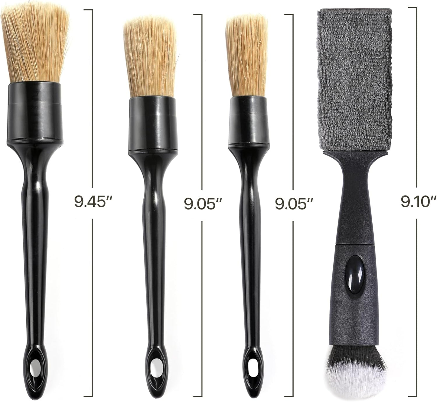 AntBooBoo 3 Pack Ultra-Soft Detailing Brush Set, Comfortable Grip and Scratch-Free Cleaning for Exterior, Interior Panels, Emblems, Badges, Gauge Cluster, Infotainment Screen