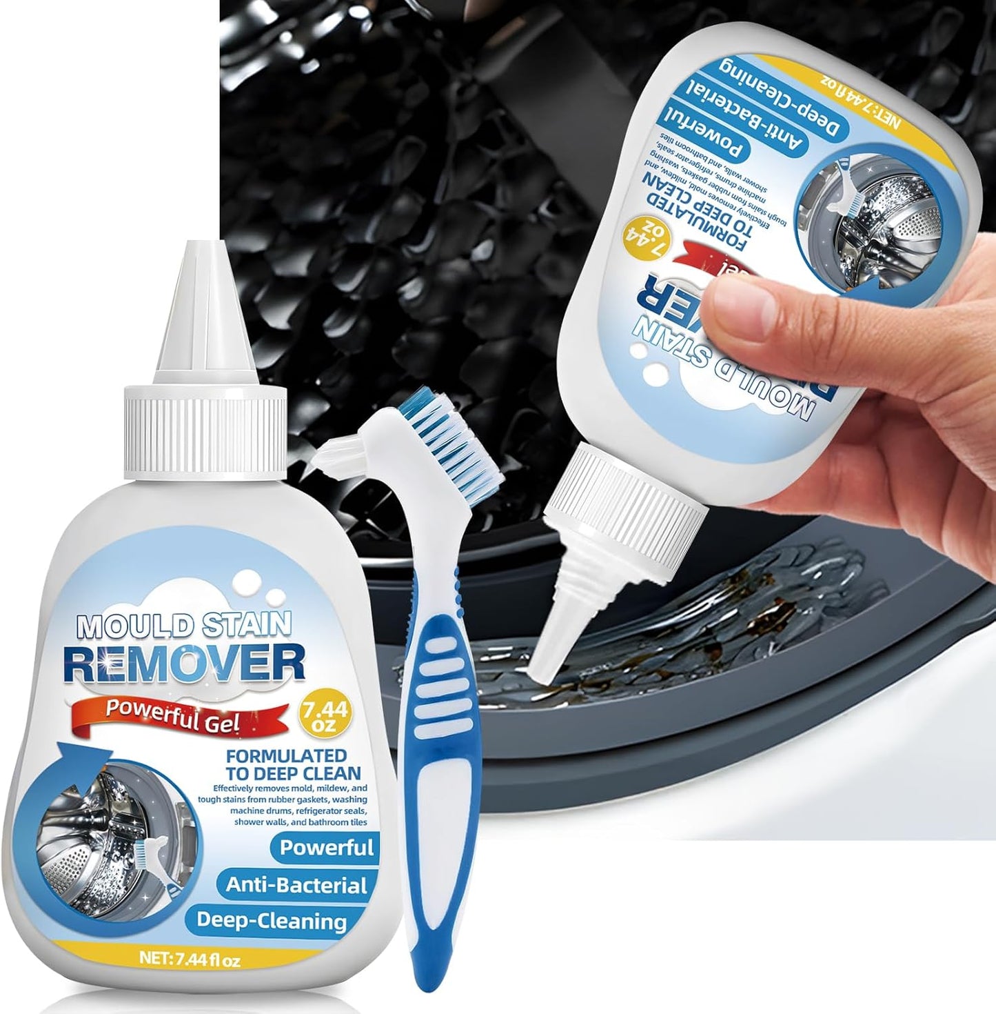 Mold Stain Remover Gel 7.44oz, Effective Washing Machine Cleaner, Household Cleaner for Bathroom Grout, Sink,Tile, Shower, Caulk