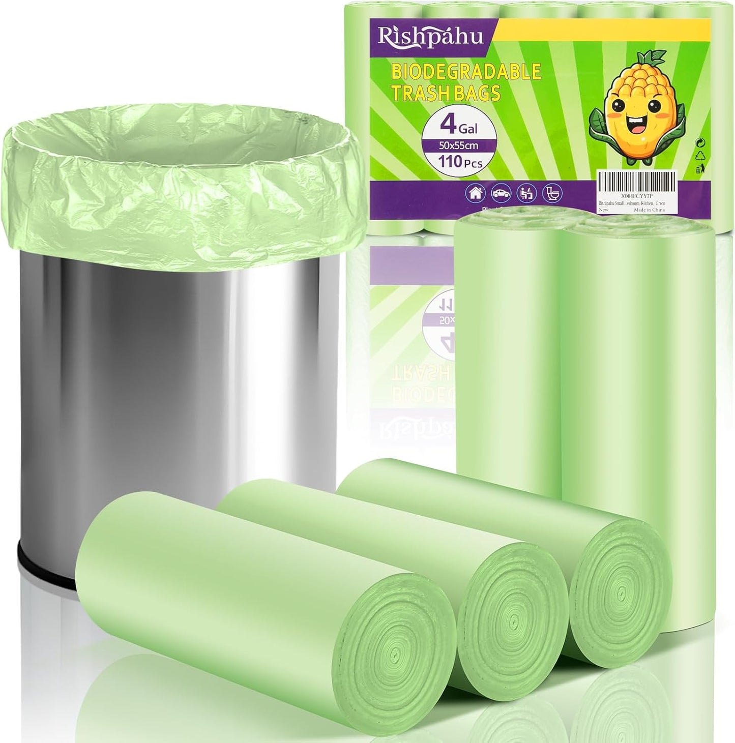 220Counts Small Trash Bags 4 Gallon, Flexible & Durable Small Garbage Bags, Unscented & Easy Tearing 4 Gallon Trash Bag for Kitchen, Bathroom, Bedroom, Office, Transparent,0.3Mil