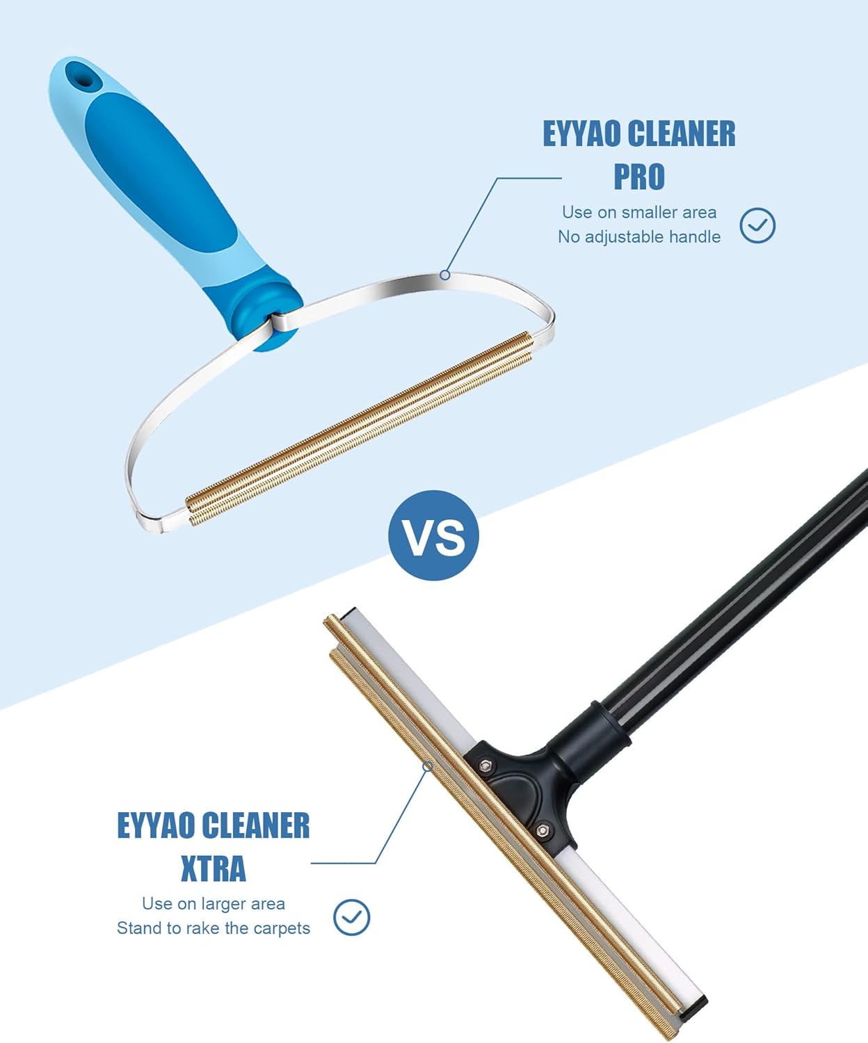 Carpet Rake for Pet Hair Removal, Reusable Dog Hair Remover with 47" Handle, Pet Hair Removal Tool with Innovative Metal Edge Design for Carpets, Rugs, Stairs, Pet Tower & Hard-to-Reach Places