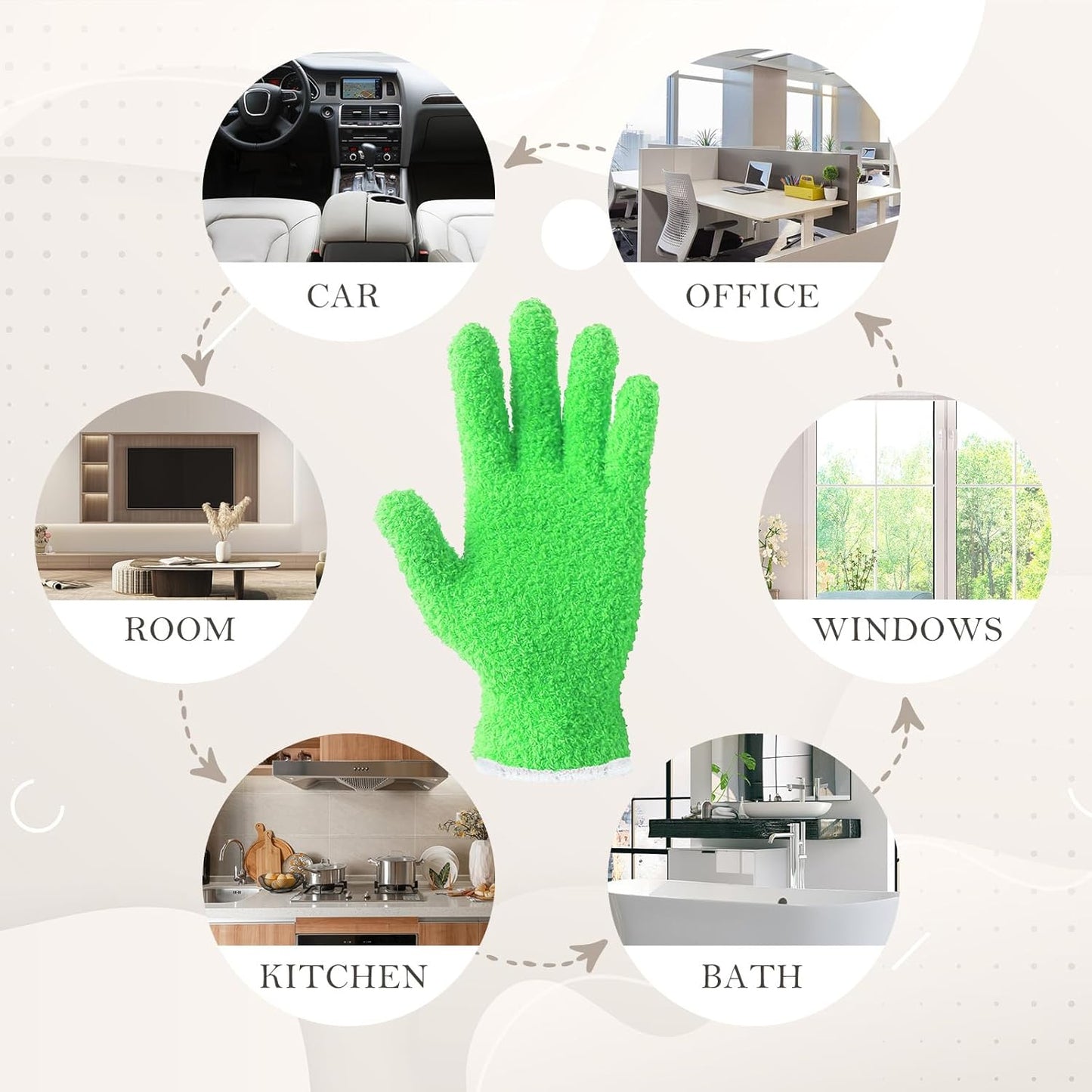 Evridwear Microfiber Plant Dusting Gloves Reusable Leaf Cleaning Glove for Houseplants,Blinds,Furniture and Small Objects
