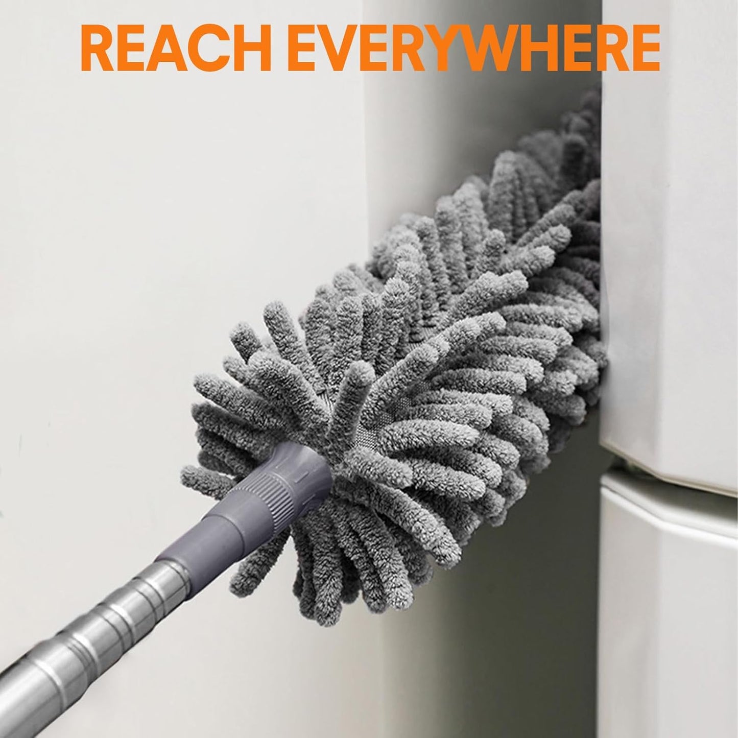 Retractable Gap Dust Cleaner with 3 Microfiber Dusting Cloths & 30-100 inch Extendable Long Handle, Retractable Duster Brush for Cleaning Under Appliances Sofa Couch Bed Refrigerator Furniture