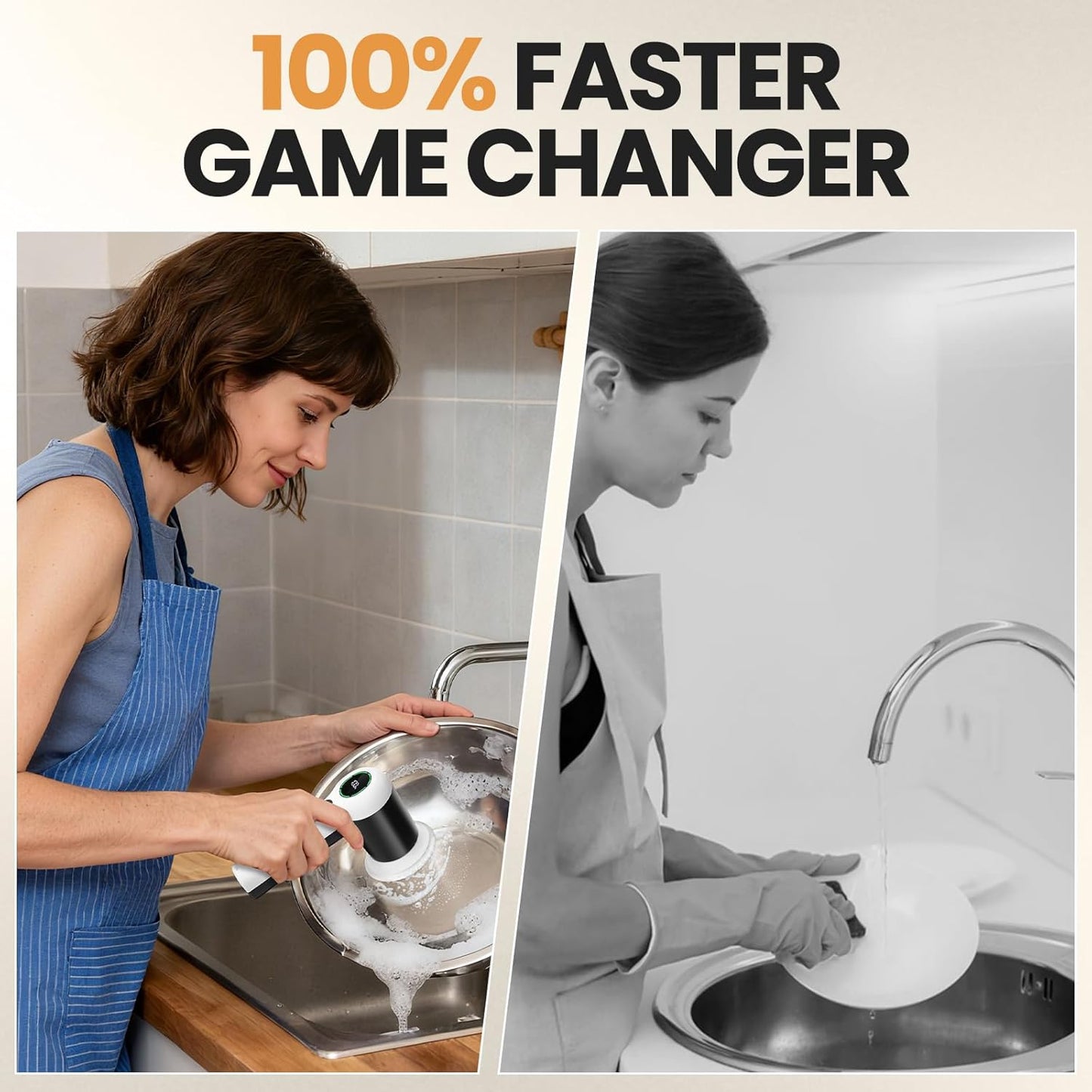 Electric Bathroom Cleaning Brush, Cordless Spin Scrubber Full Body Waterproof IPX7 with Adjustable Handle, 8 Replaceable Brush Heads for Bathtub/Kitchen/Window/Home -SD-CTB01