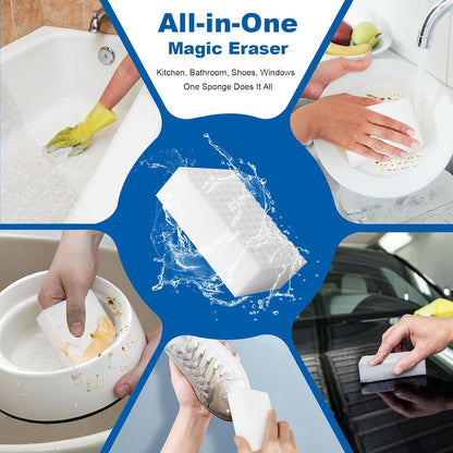 50-Pack Extra-Thick Melamine Sponges – 3.94" × 2.76" × 1.18" Durable Kitchen & Bathroom Cleaning Pads – Powerful, Non-Scratch, Water-Activated Magic Sponge