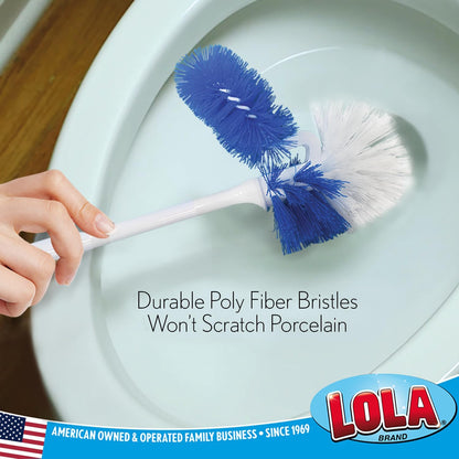 Toilet Brush and Holder Set, By LOLA, 2 Pack, Classic Version, Durable Bristles for Deep Cleaning, w/Compact Space Saving Storage Holder