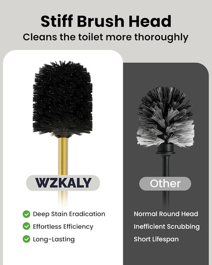 Toilet Brush and Holder Set, Toilet Bowl Brush for Bathroom with Long Handle, Stainless Steel Toilet Cleaner Brush with Durable Scrubbing Bristles,Splash-Proof (Brushed Nickel)