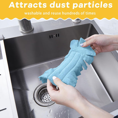 Zubebe 12 Pcs Duster Refill Reusable Fleece Duster Refills Feather Flat Dusters Multi Surface Washable Cleaning Pads Tools for Home, Blinds, Car, Pet, Furniture, Fans (Dark Color)