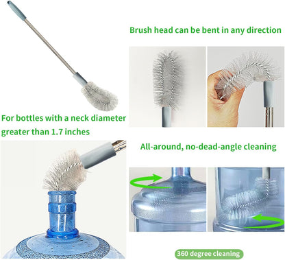 2-Pack Bucket Brush, Kettle Brush, Cleaning Extra Long Bottles, Gallon Jug Cleaner, Water Bottle Cleaner.
