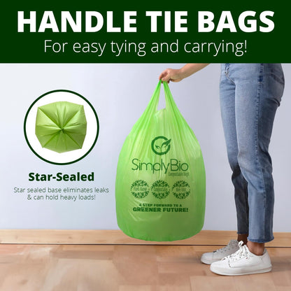 Simply Bio 13 Gallon Compostable Trash Bags Liners Drawstring, Heavy Duty Extra Thick 1 Mil, 49.21 Liter, 30 Bags, Tall Kitchen Food Scrap Waste Bag, ASTM D6400, US BPI and OK Compost Home Certified