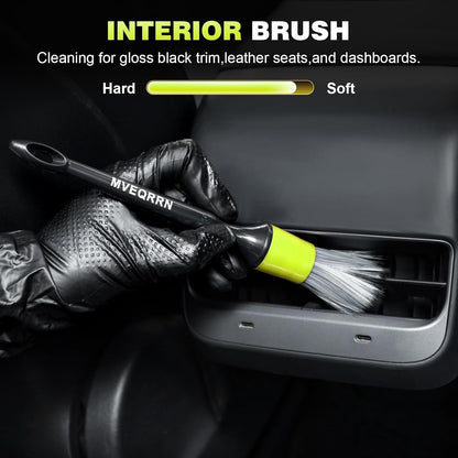 10PCS Car Detailing Brush Set,Boars Hair Car Cleaning Detail Brush kit,Ultra Soft No Scratch Car Dust Brush,Car Interior Detailing Brushes Kit,Detail Brushes Car Detailing for Interior Exterior(gold)
