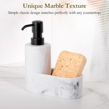 Shinowa Dish Soap Dispenser with Sponge Holder, Refillable Kitchen Dish Soap Dispenser Pump, 2-in-1 Countertop Soap Pump Dispenser for Kitchen Sink and Bathroom, Gravel Black