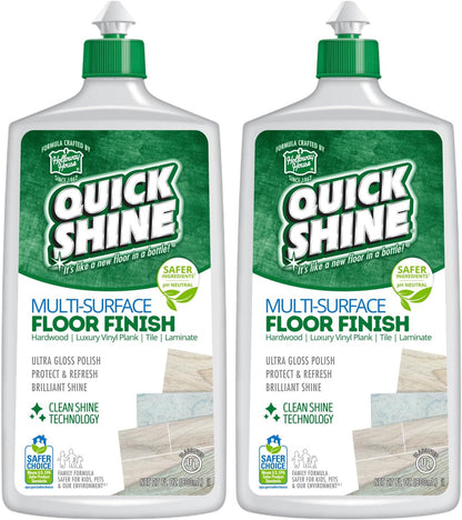 Quick Shine Multi Surface Floor Finish 64oz | Cleaner & Polish to use on Hardwood, Laminate, Luxury Vinyl Plank LVT, Tile & Stone | Safer Choice w/Clean Shine Technology | Shine-Protect-Refresh