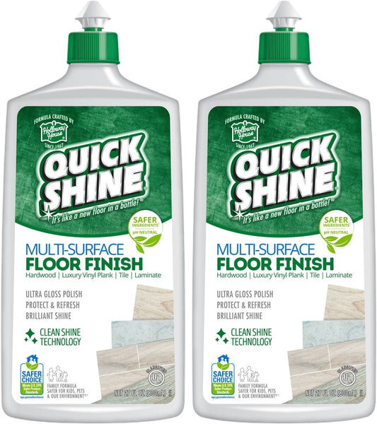 Quick Shine Multi Surface Floor Finish 64oz | Cleaner & Polish to use on Hardwood, Laminate, Luxury Vinyl Plank LVT, Tile & Stone | Safer Choice w/Clean Shine Technology | Shine-Protect-Refresh