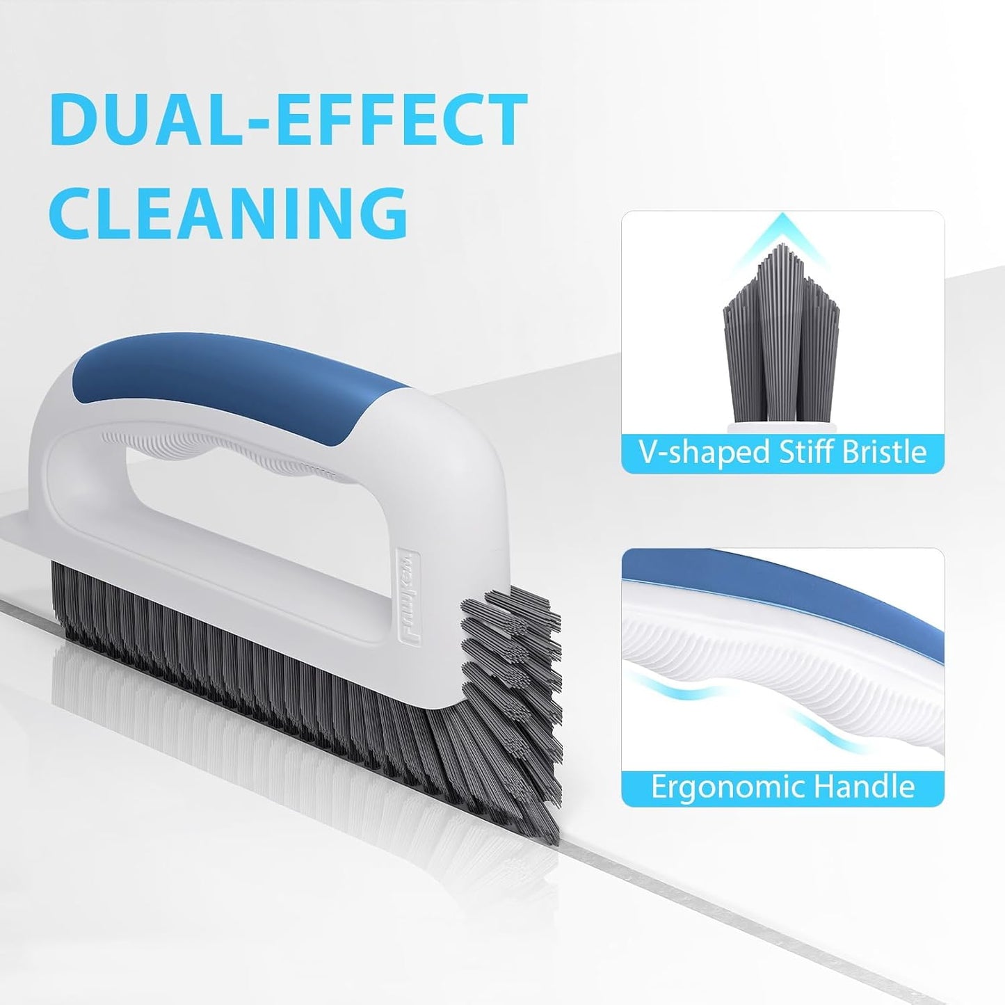 Lumkew Grout Cleaner Brush for Floors Tile Corner, V Shape Stiff Scrubber Cleaning Bathroom Shower, Blue,1 Pcs