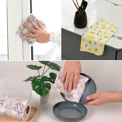 Reusable Dishcloths Kitchen Towels Cotton: 30 Packs 10X10 Washable Roll Paperless Paper Towels Absorbent Dishcloths Set Dish Tea Towel for Kitchen Drying (30Daisy, 10×10")