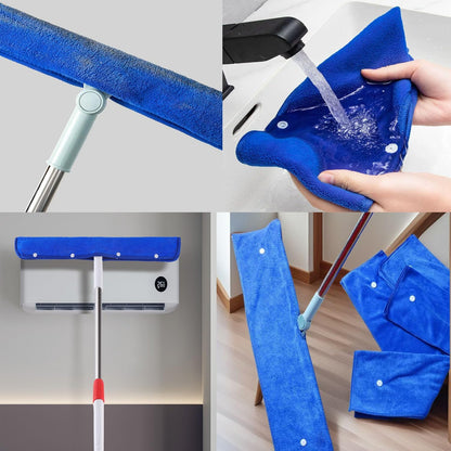 2 Pack Squeegee Broom to Baseboard Cleaner Tool Adapter Converter Floor Squeegee Cover Wrap Mop Sweeping Cloth for Magic Broom 17'' 23'' Rubber Garage Shower Floor Squeegees Broom Scrubber
