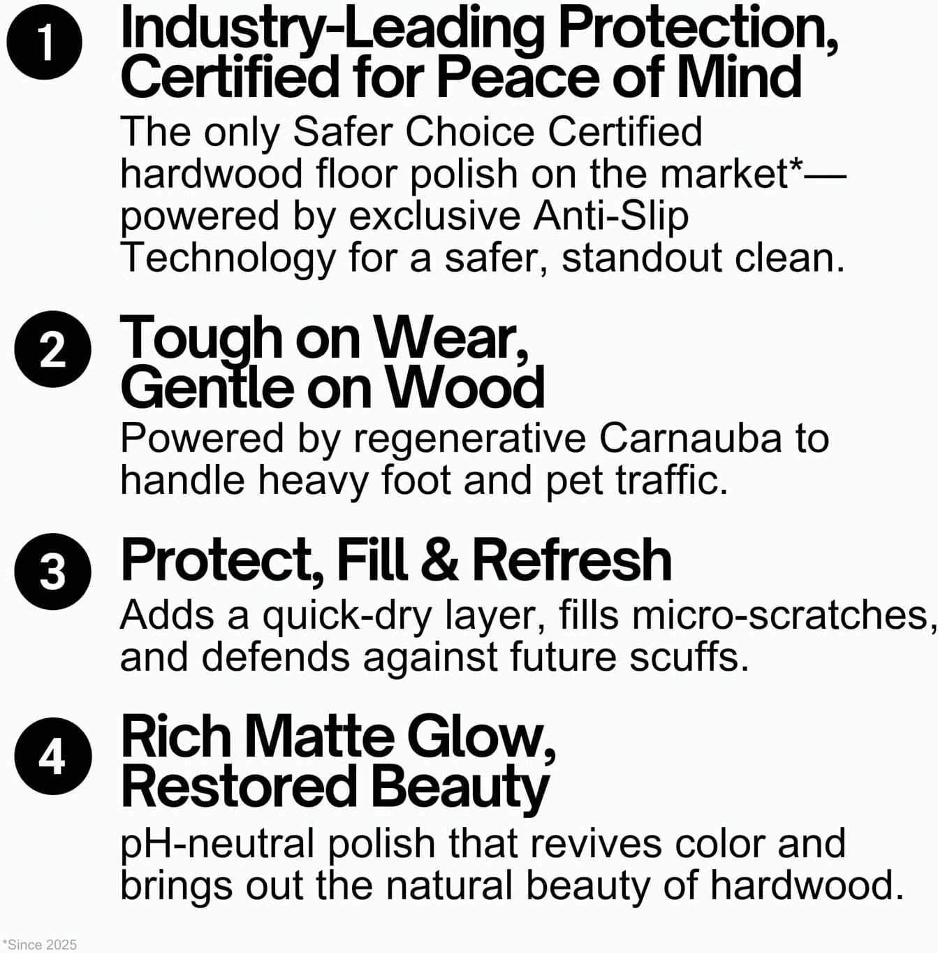 Quick Shine Hardwood Floor Luster-Polish 64oz | Plant-Derived w/Carnauba | Safer Choice, No PFAS, pH Neutral | Ready to Use Formula w/Anti-Slip Technology | Simply Squirt & Spread | Made in USA