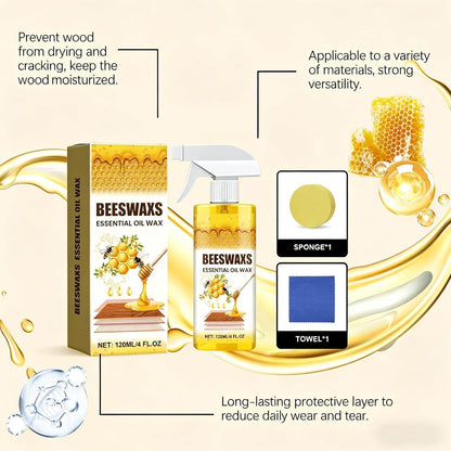 Natural Micro-molecularized Beeswax Spray, Beeswaxs Essential Oil Wax, Beeswax Wood Polish and Cleaner Spray for Living Rooms, Kitchens, Wood Furniture and Floors (2)
