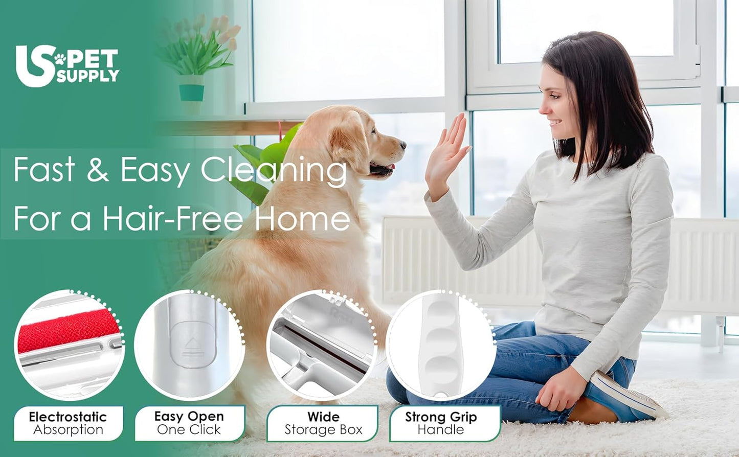 Pet Hair Remover Roller-Reusable, Self Cleaning Lint Roller for Pet Hair Removal on Furniture, Carpets, Clothes & Car Seats-Dog & Cat Hair Remover No Sticky Tapes (Black)