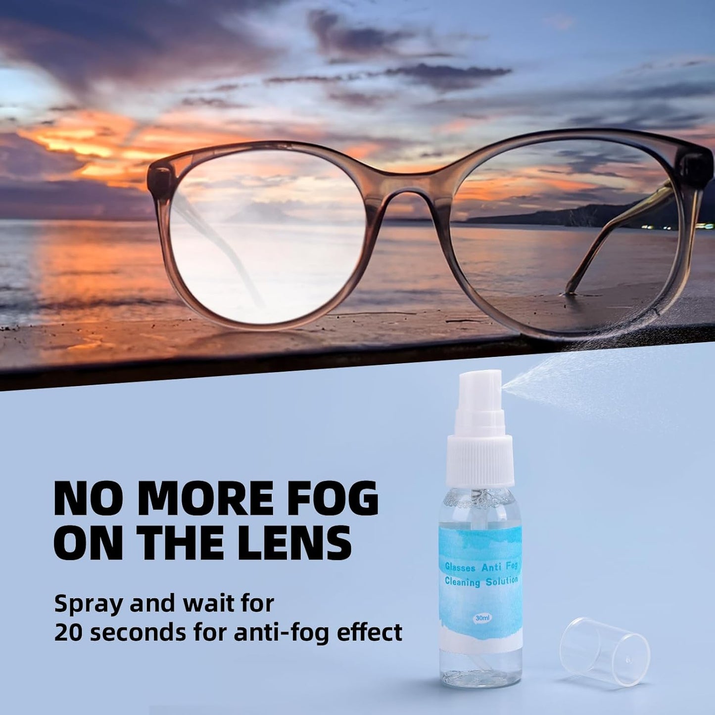 Ordilend Glasses Cleaner Eyeglass Cleaning Kit with 24H Anti Fog Spray for Glasses and Microfiber Cloth, Portable Eyeglass Cleaner Tool Lens Wipes Cleaning kit for Camera Lenses