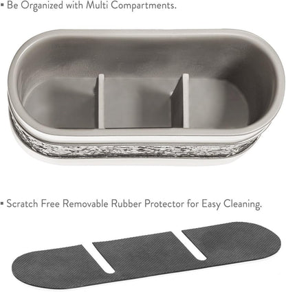 Creative Scents Crackled Glass Toilet Brush with Holder - Silver Toilet Bowl Cleaner Brush and Holder - Good Grip, Deep Cleaning, Decorative Design Compact Toilet Bowl Scrubber