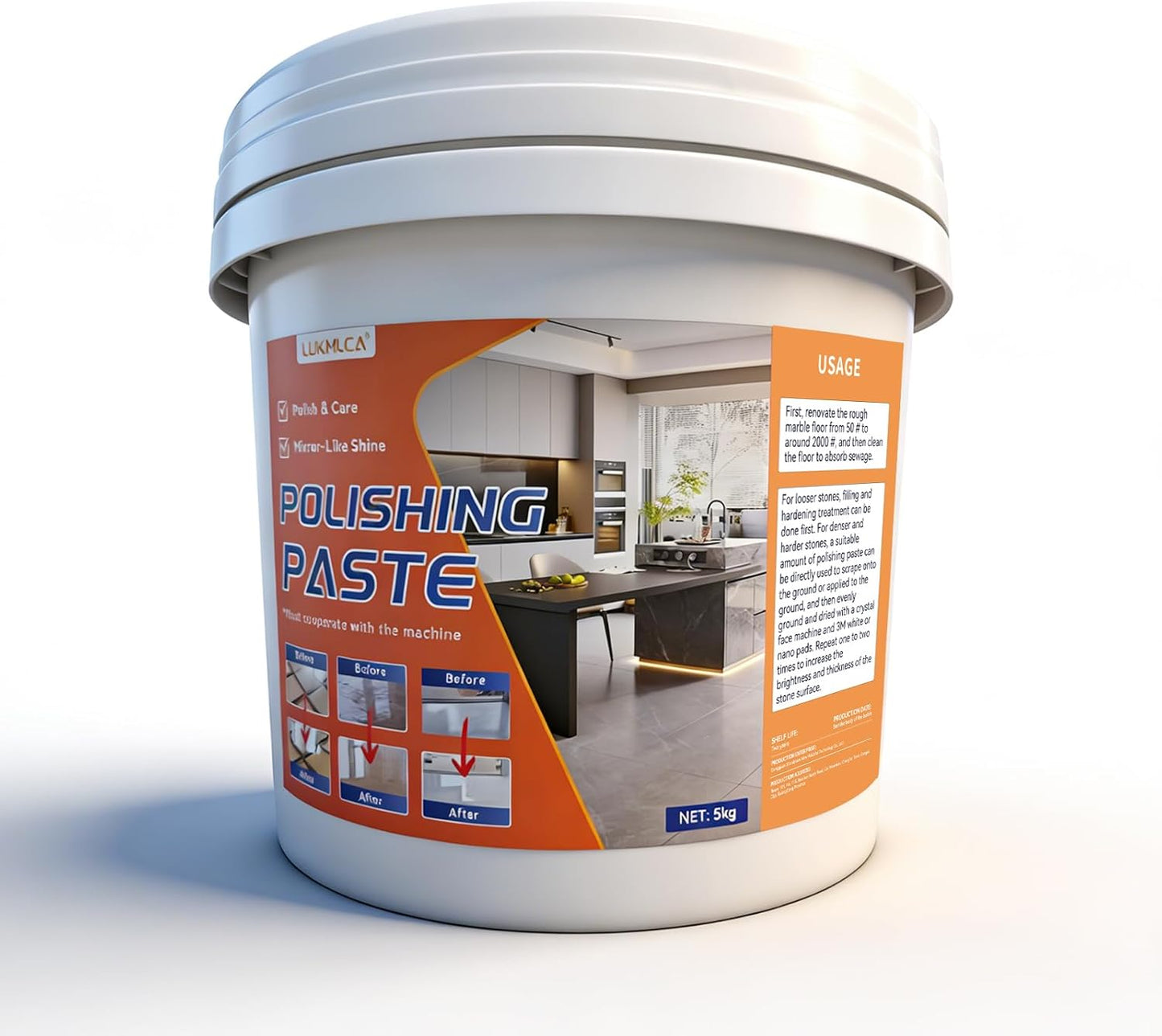 Professional Nature Stone Polishing Kit with Paste | Sealer & Protectant for Marble, Granite, Quartz Countertops, Floors & Walls - Must Be Used with Polishing Machine (1kg)